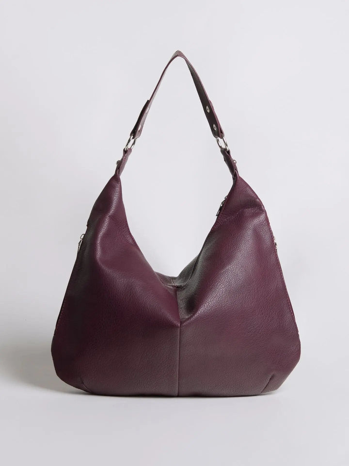Teresina | Schlichte schwarze Leder‑Hobo‑Bag