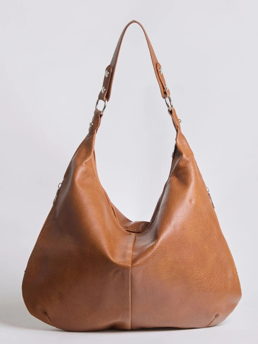 Teresina | Schlichte schwarze Leder‑Hobo‑Bag