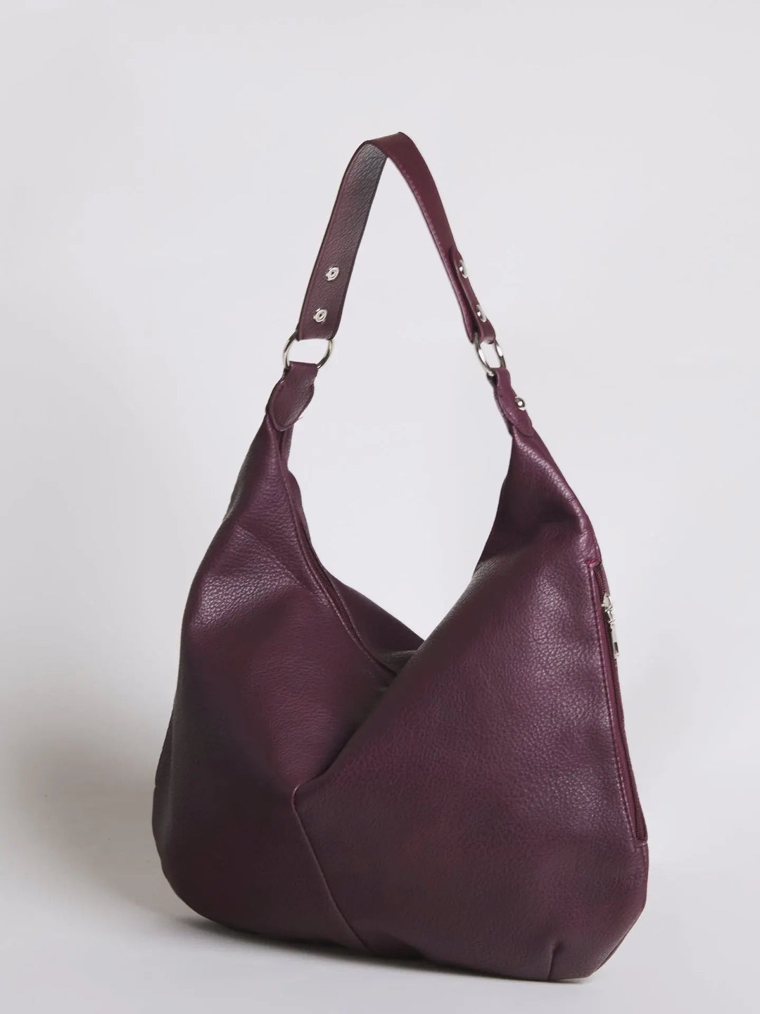 Teresina | Schlichte schwarze Leder‑Hobo‑Bag