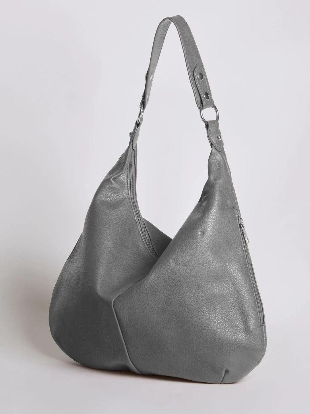 Teresina | Schlichte schwarze Leder‑Hobo‑Bag