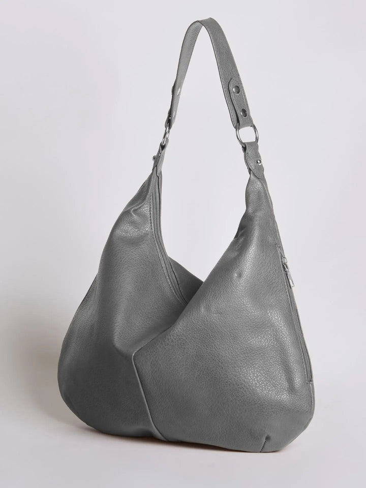Teresina | Schlichte schwarze Leder‑Hobo‑Bag