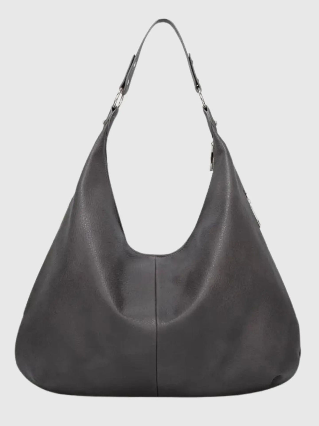 Teresina | Schlichte schwarze Leder‑Hobo‑Bag