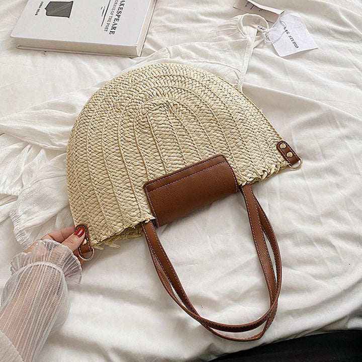 Denver | Stroh‑Tote mit Lederdetails