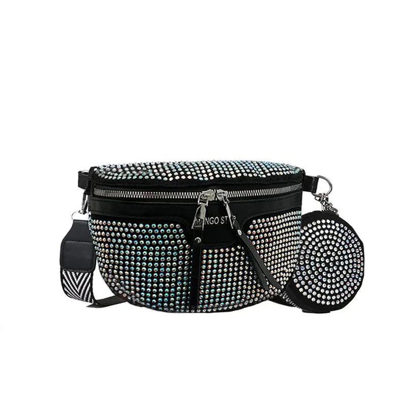 Cali | Glitzernde Strass‑Schultertasche