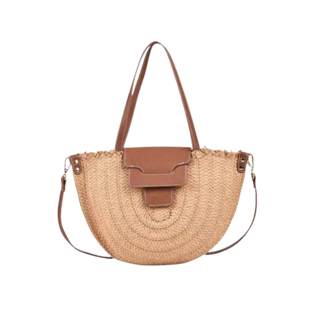 Denver | Stroh‑Tote mit Lederdetails