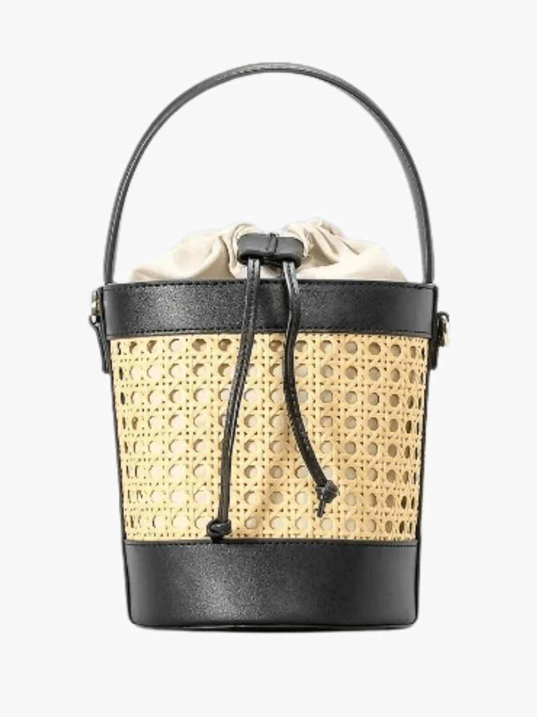 Agadir | Rattan‑Bucket‑Bag aus Leder