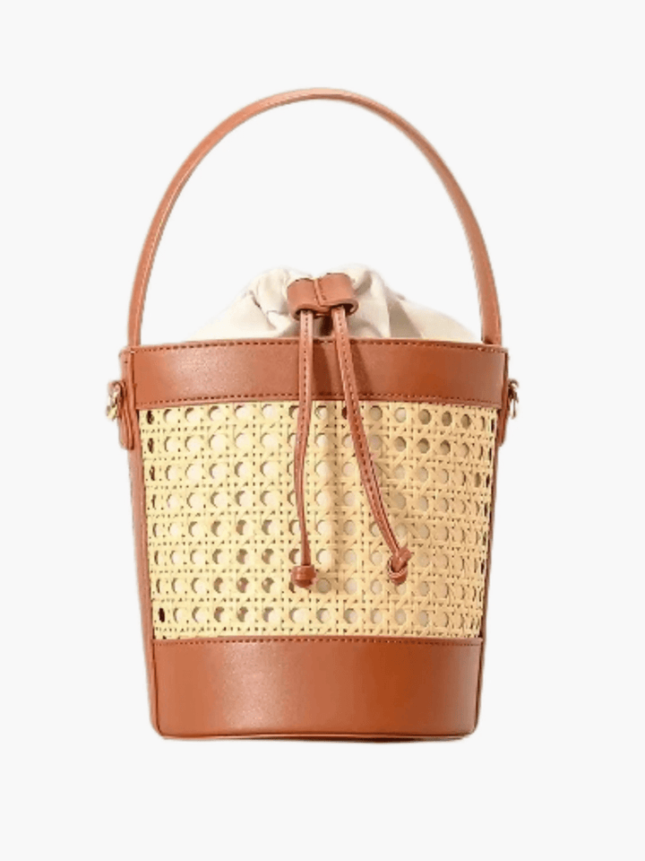 Agadir | Rattan‑Bucket‑Bag aus Leder