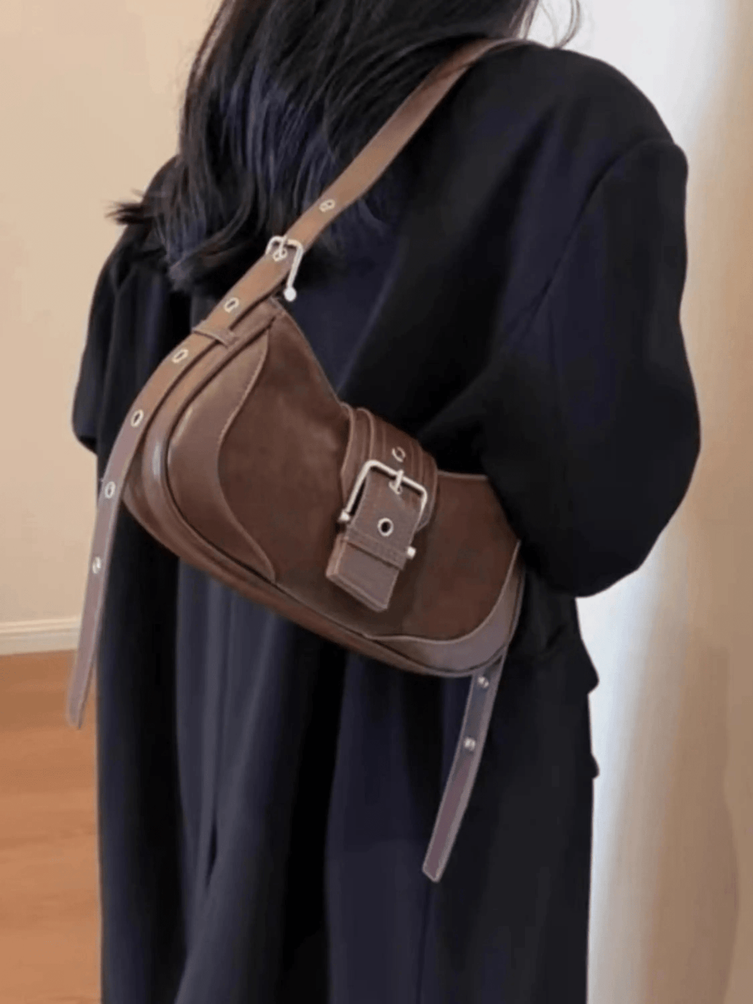 Daegu | Vintage Velours‑Schultertasche