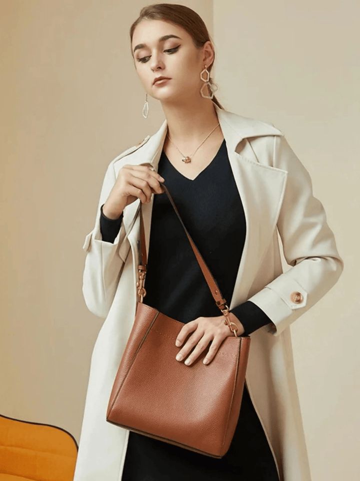Vadodara | Braune Leder Bucket‑Bag