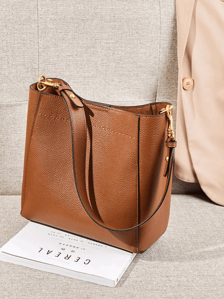 Vadodara | Braune Leder Bucket‑Bag