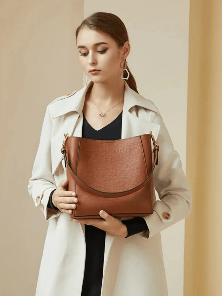 Vadodara | Braune Leder Bucket‑Bag