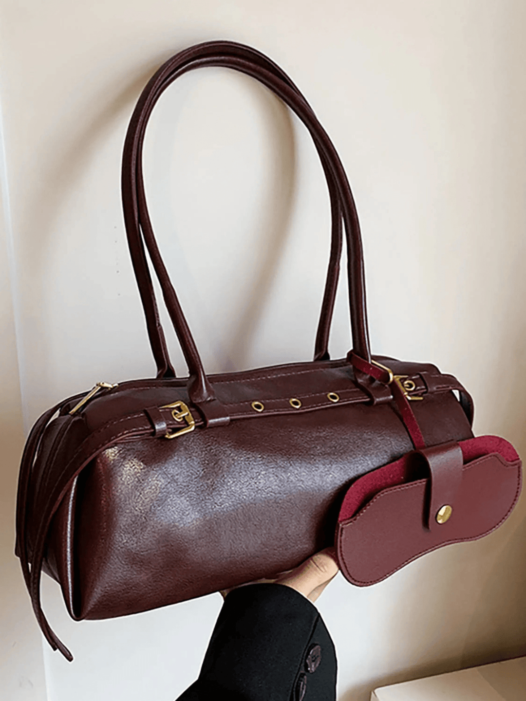 Moroni | Schwarze Leder‑Shoulderbag