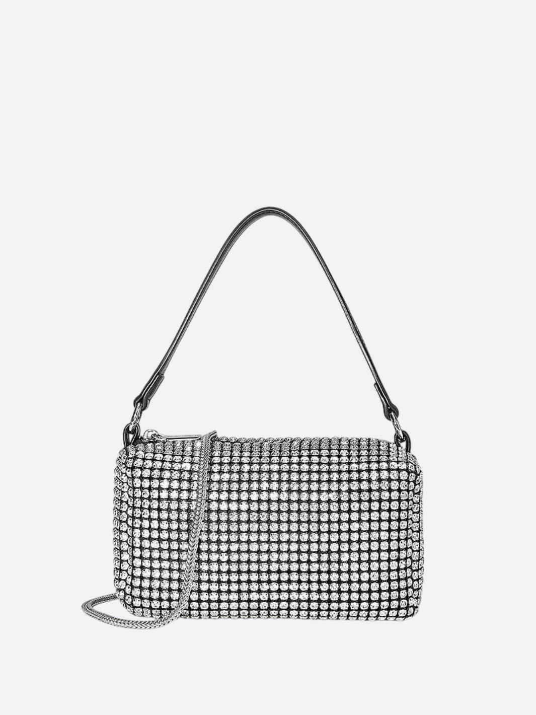 Kochi | Silberne Y2K Strass‑Baguette‑Tasche