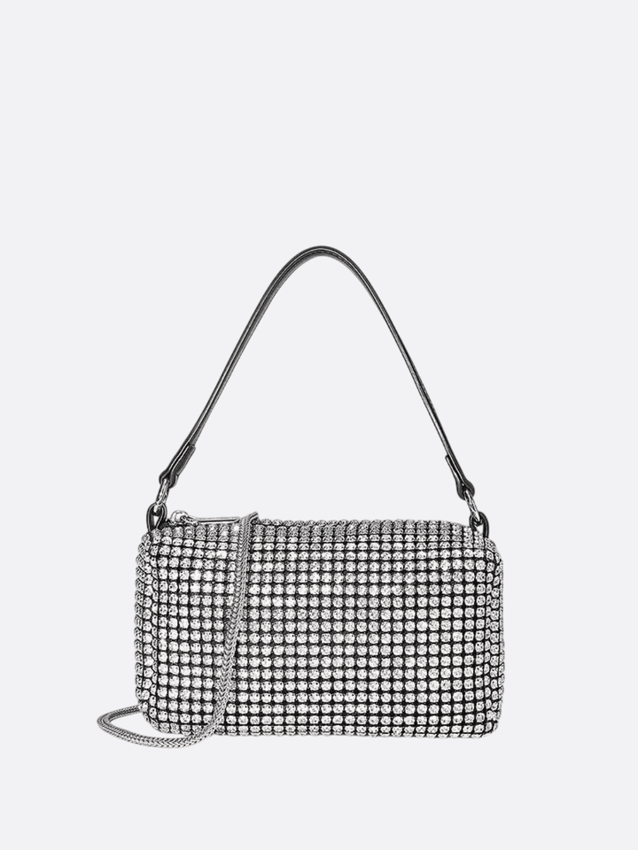 Kochi | Silberne Y2K Strass‑Baguette‑Tasche