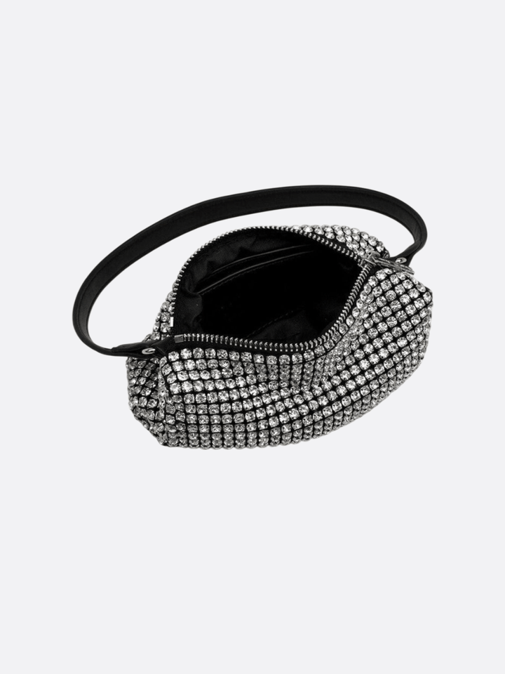 Kochi | Silberne Y2K Strass‑Baguette‑Tasche