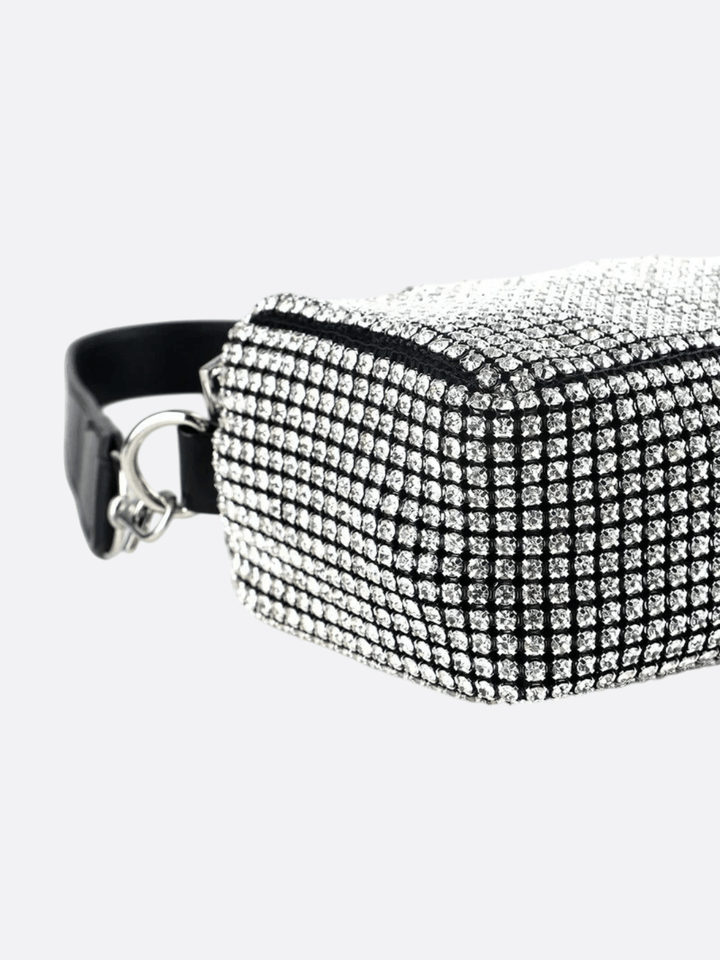 Kochi | Silberne Y2K Strass‑Baguette‑Tasche