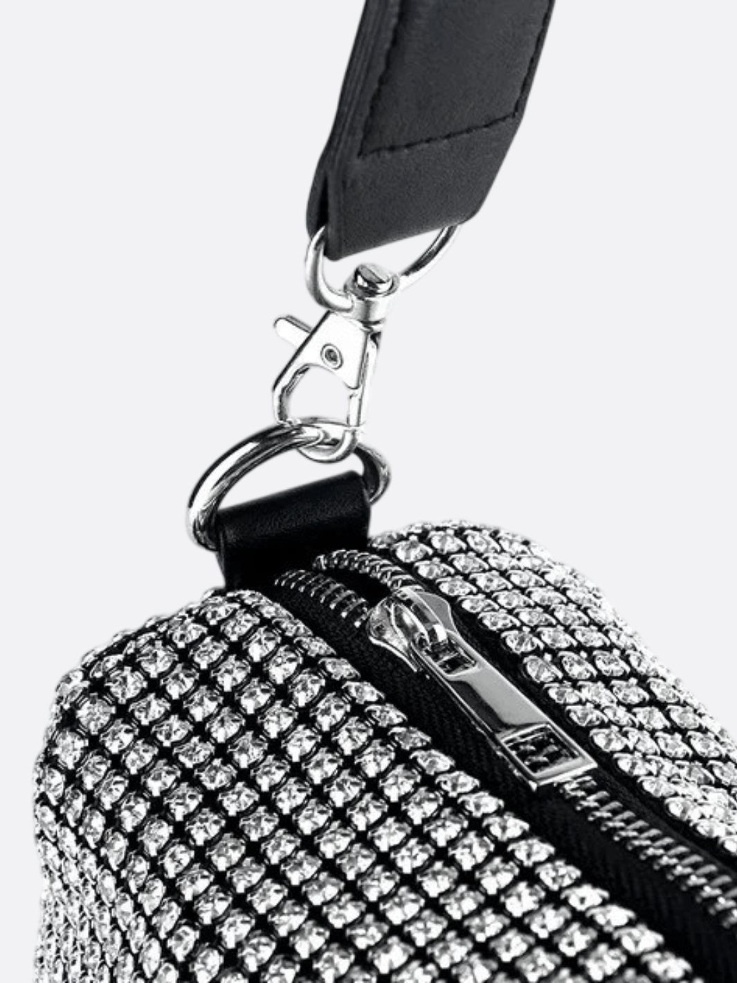 Kochi | Silberne Y2K Strass‑Baguette‑Tasche