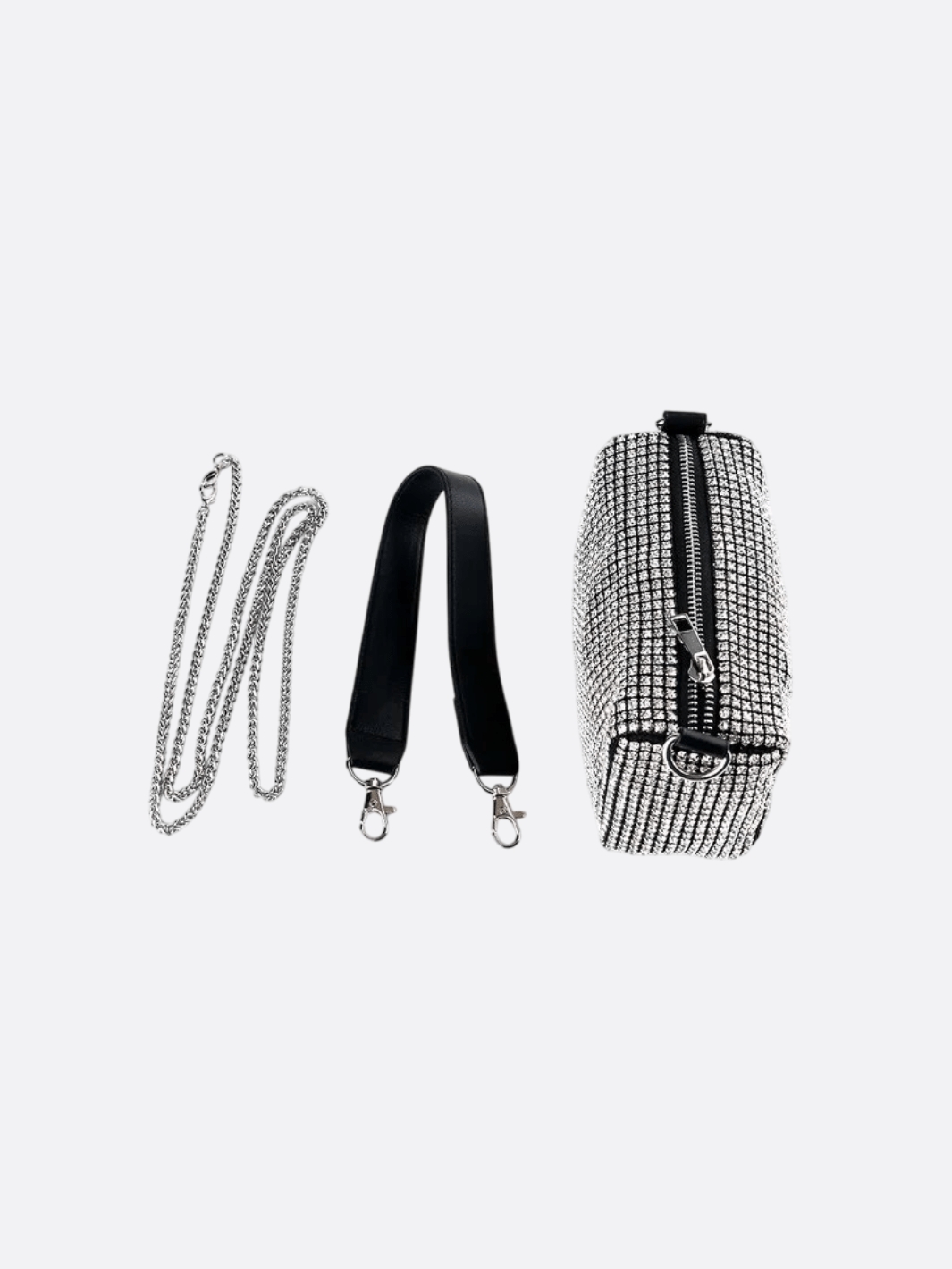 Kochi | Silberne Y2K Strass‑Baguette‑Tasche