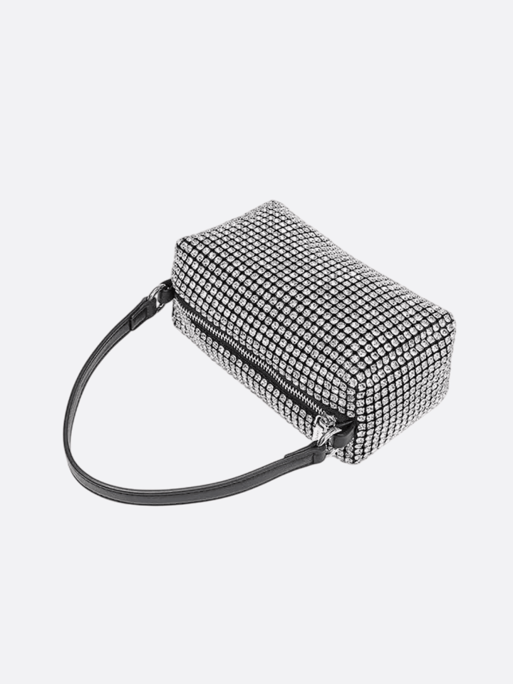 Kochi | Silberne Y2K Strass‑Baguette‑Tasche