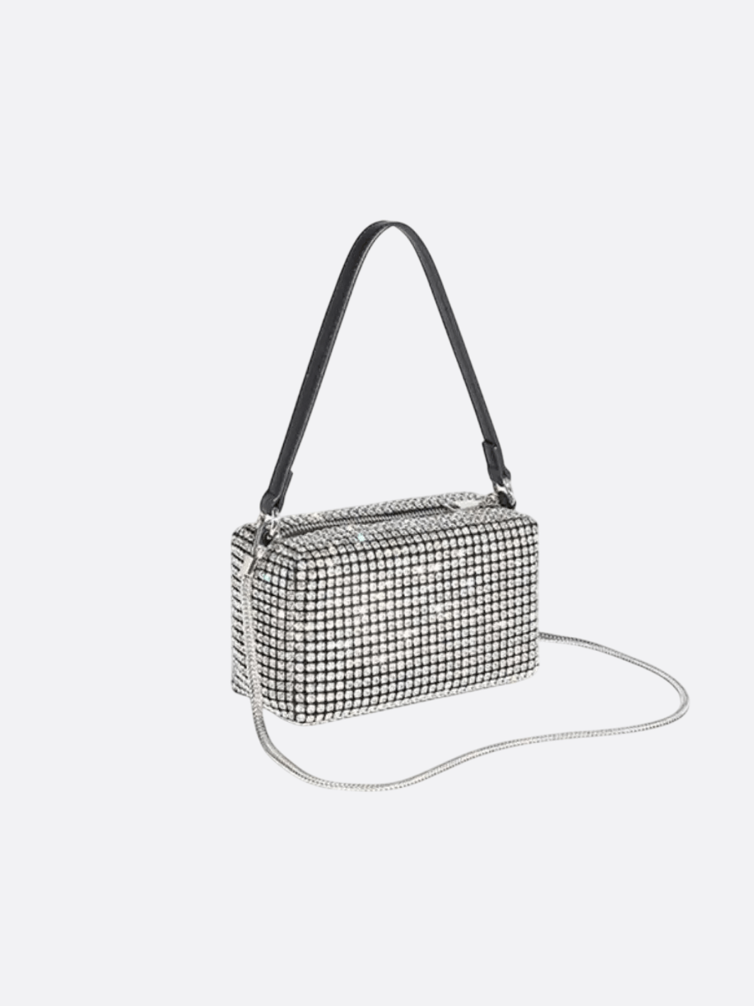 Kochi | Silberne Y2K Strass‑Baguette‑Tasche