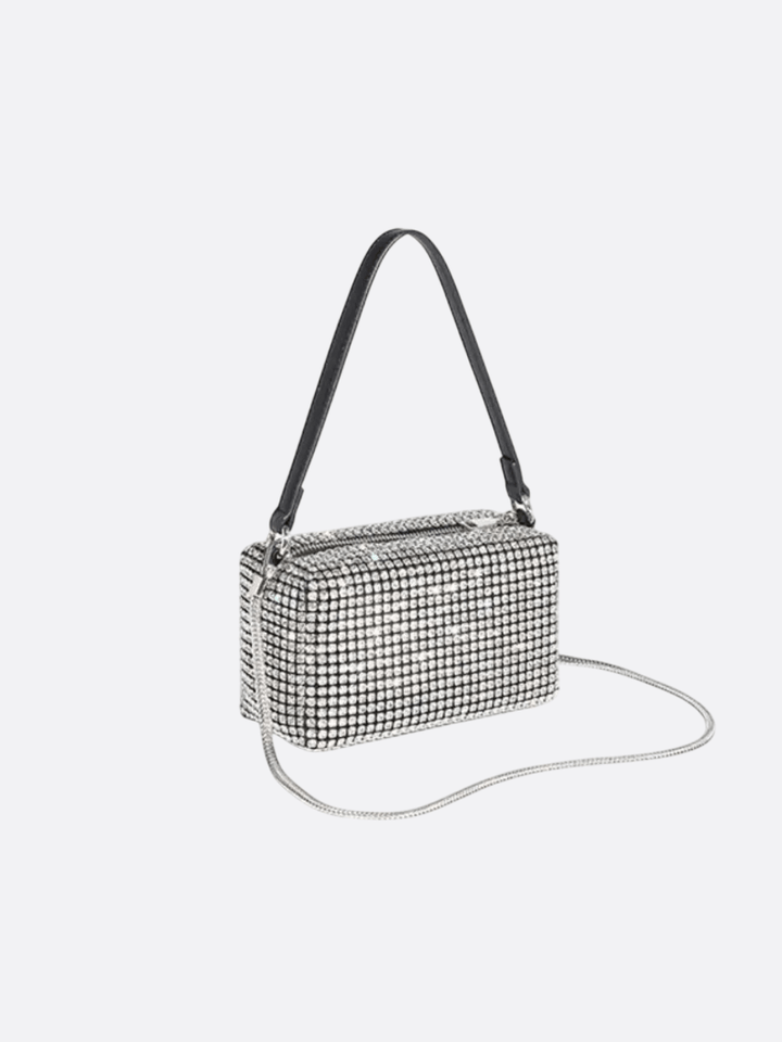 Kochi | Silberne Y2K Strass‑Baguette‑Tasche