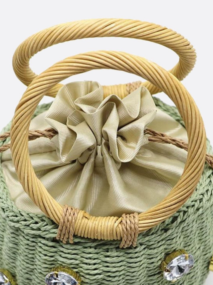 Jamshedpur | Geflochtene Mini‑Bucket‑Bag mit Schmuck