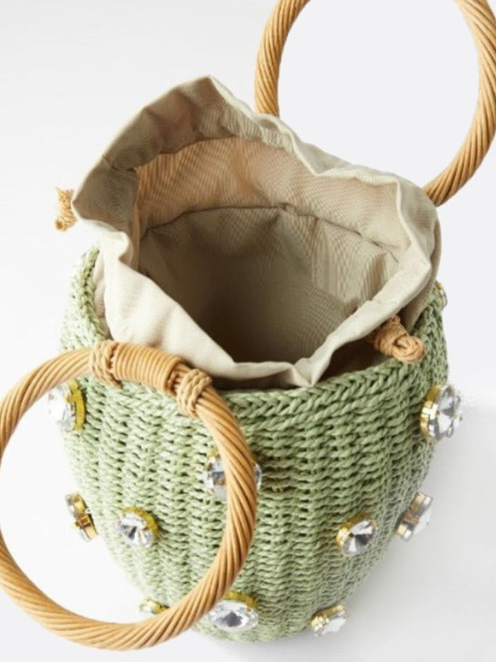 Jamshedpur | Geflochtene Mini‑Bucket‑Bag mit Schmuck