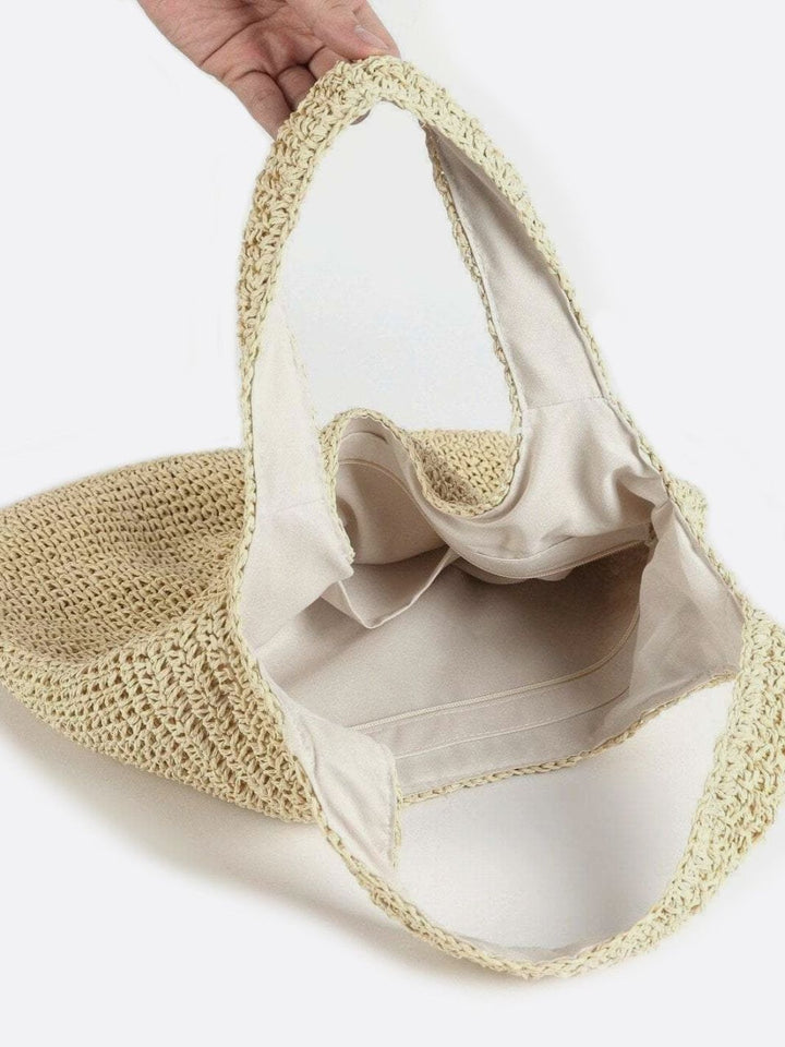 Pula | Unstrukturierte Strohtasche mit Reißverschluss
