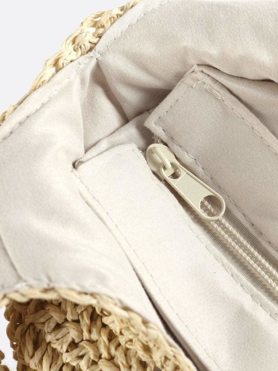 Pula | Unstrukturierte Strohtasche mit Reißverschluss