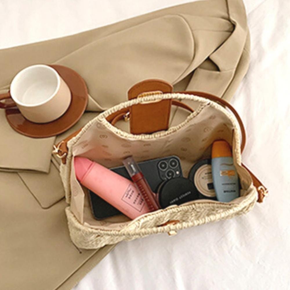 Lissabon | Handgewebte Strohtasche für Damen