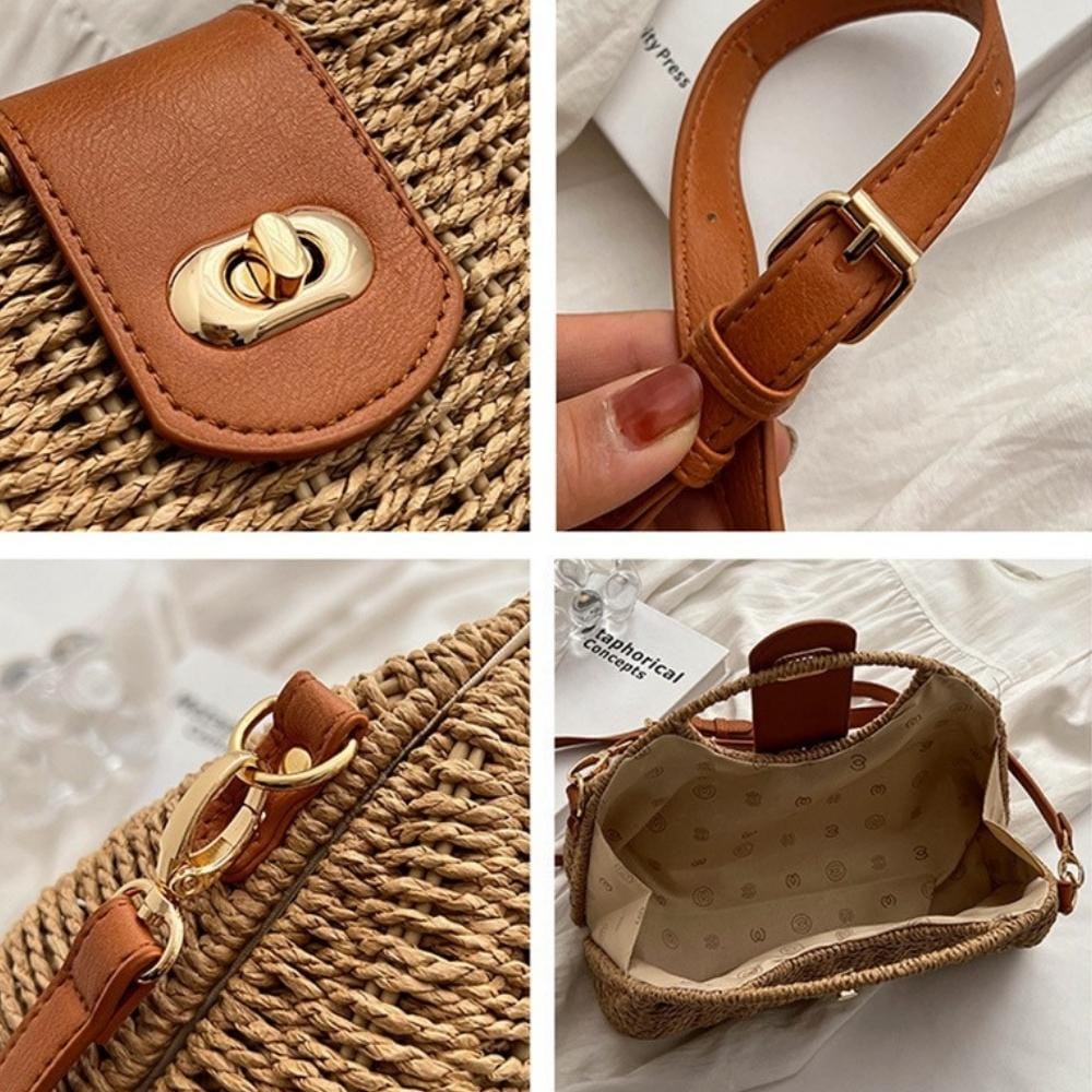 Lissabon | Handgewebte Strohtasche für Damen