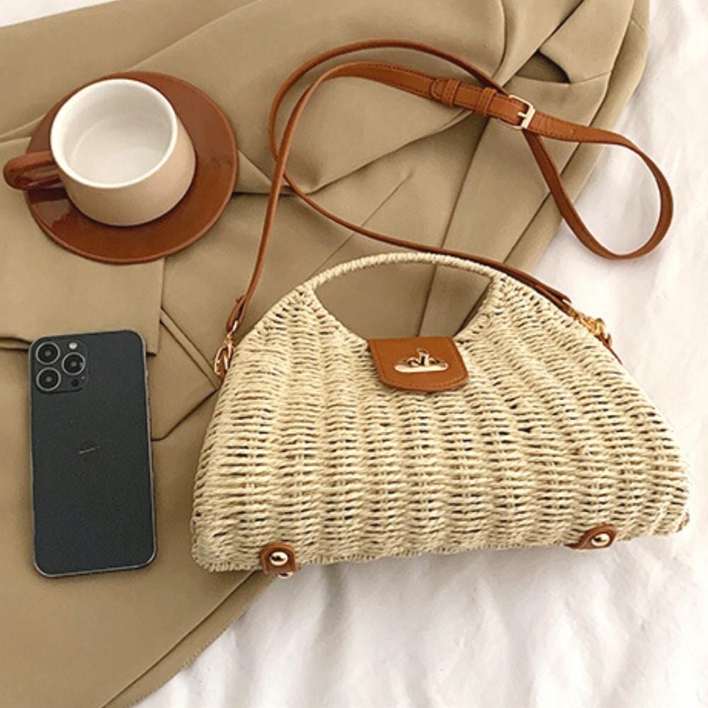 Lissabon | Handgewebte Strohtasche für Damen