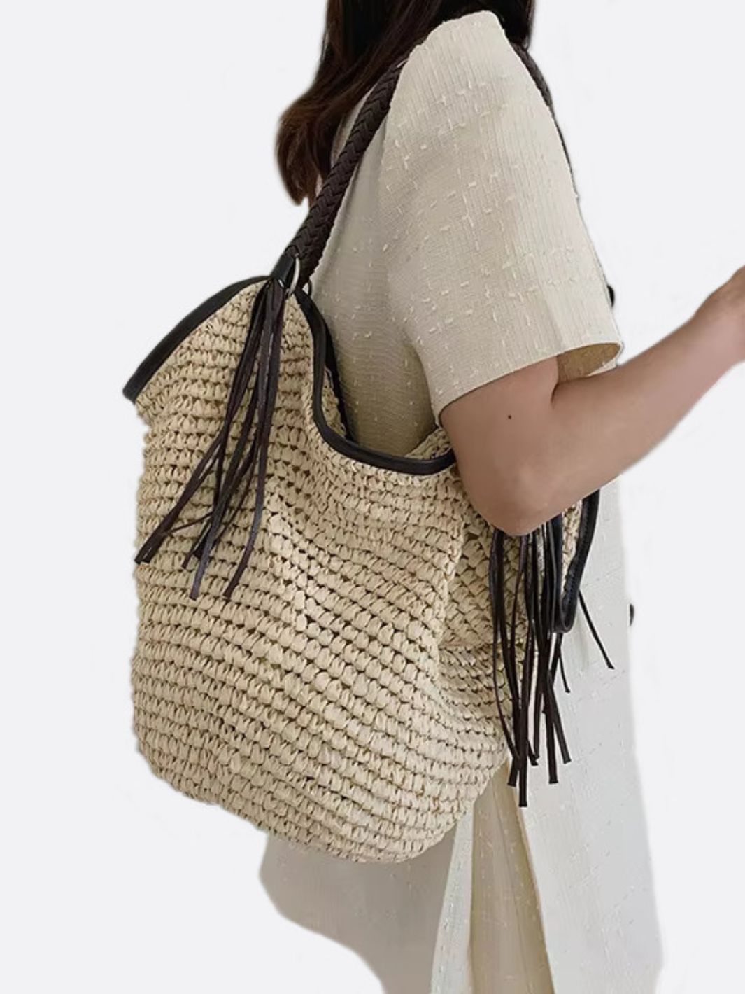 Perugia | Weiche Strohtasche Hobo-Stil