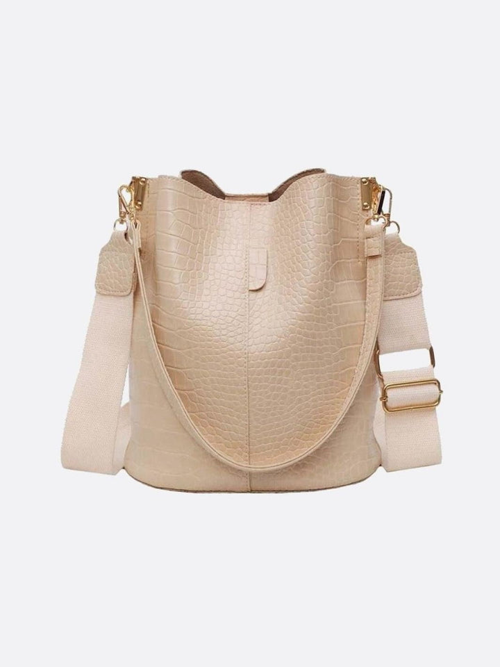 Amritsar | Croc‑Bucket Bag mit breitem Riemen