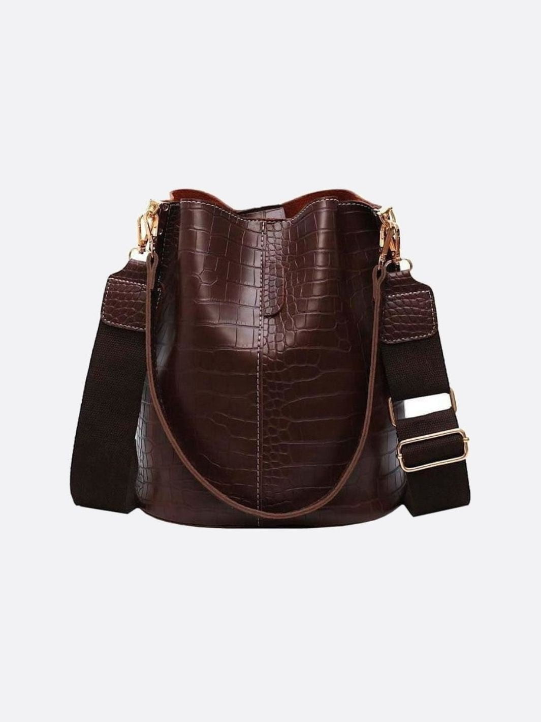 Amritsar | Croc‑Bucket Bag mit breitem Riemen