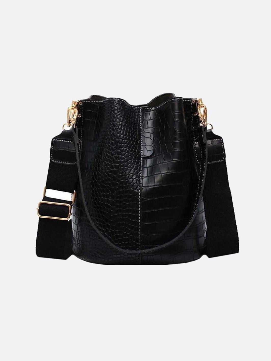 Amritsar | Croc‑Bucket Bag mit breitem Riemen