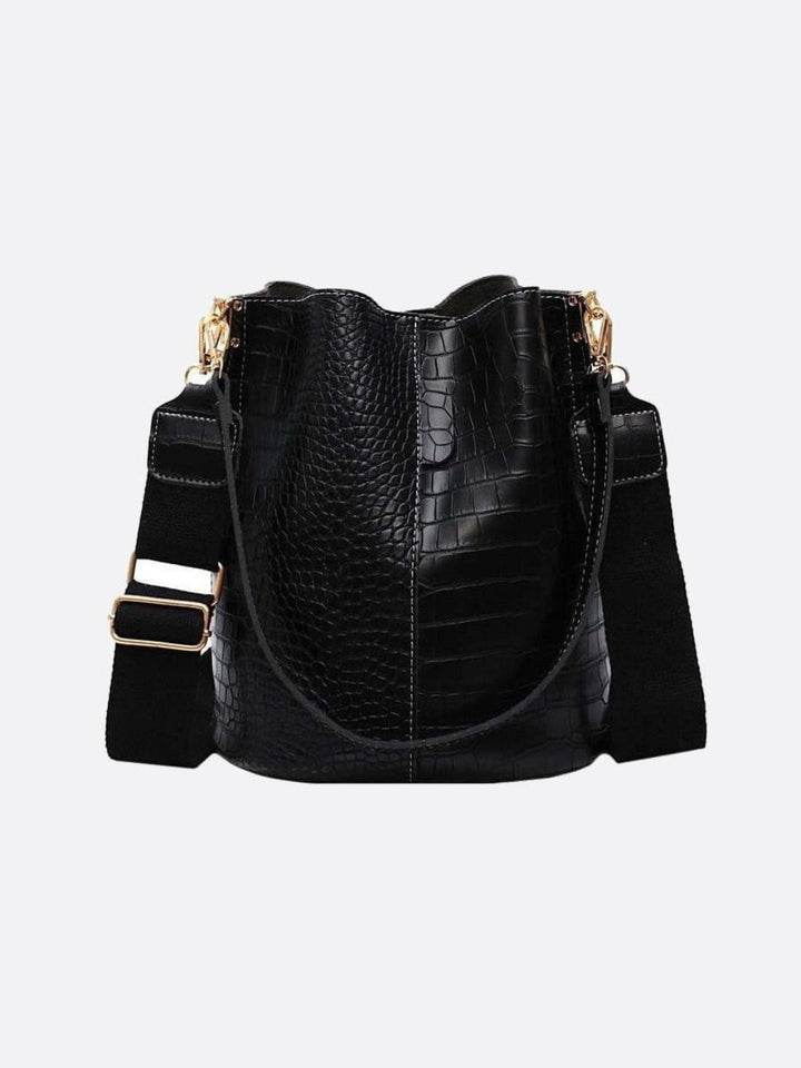 Amritsar | Croc‑Bucket Bag mit breitem Riemen