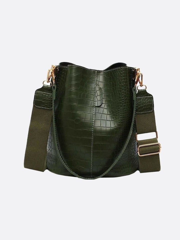 Amritsar | Croc‑Bucket Bag mit breitem Riemen