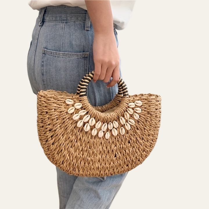Kano | Handgefertigte Strohtasche mit Muscheln