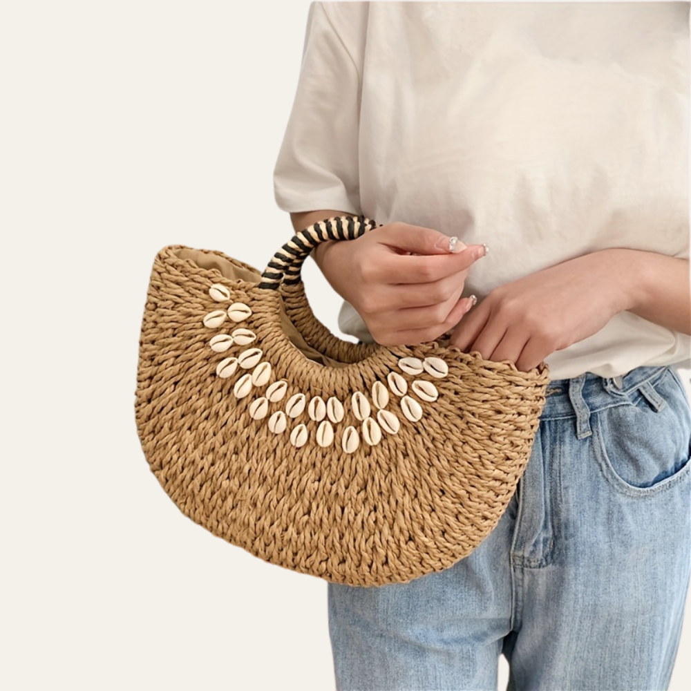 Kano | Handgefertigte Strohtasche mit Muscheln