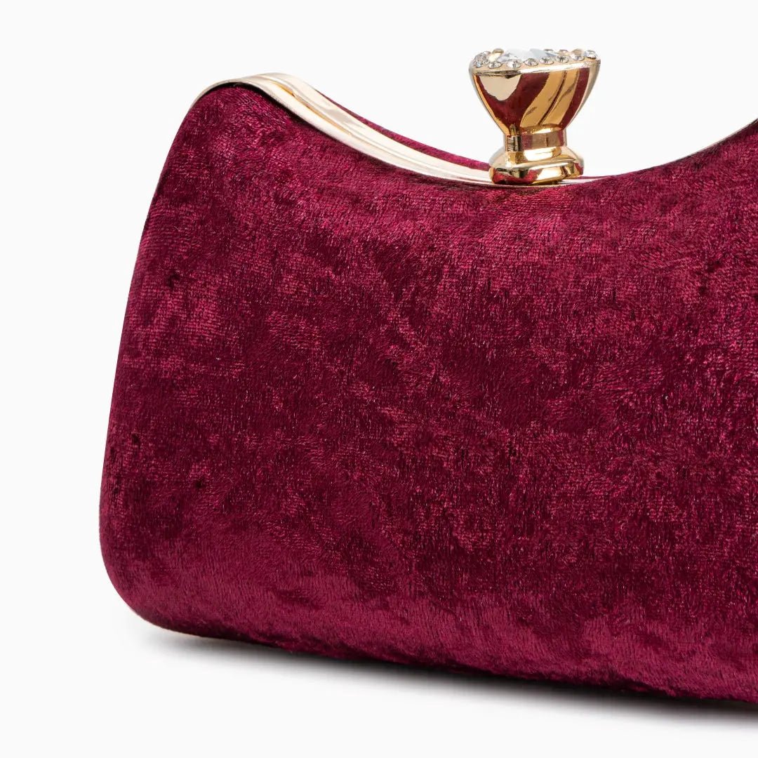 Quelimane | Samt Clutch mit Kristallgriff