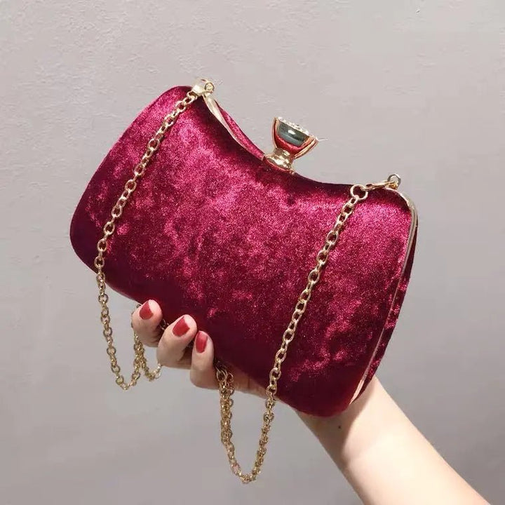 Quelimane | Samt Clutch mit Kristallgriff