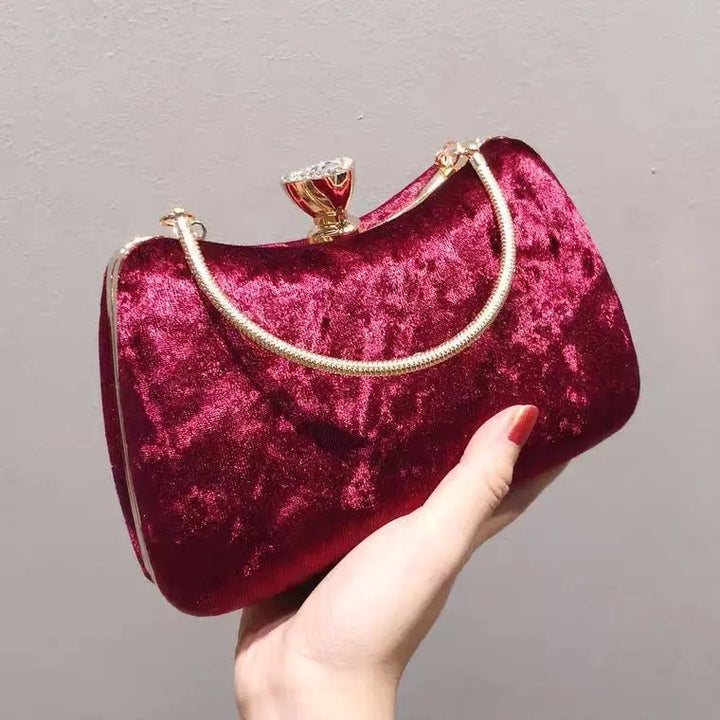 Quelimane | Samt Clutch mit Kristallgriff
