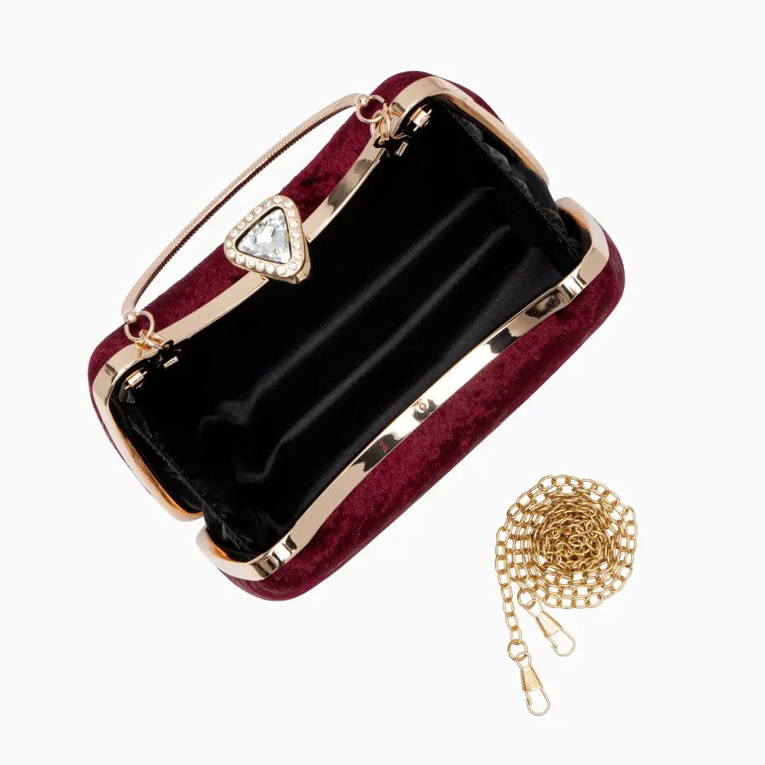 Quelimane | Samt Clutch mit Kristallgriff