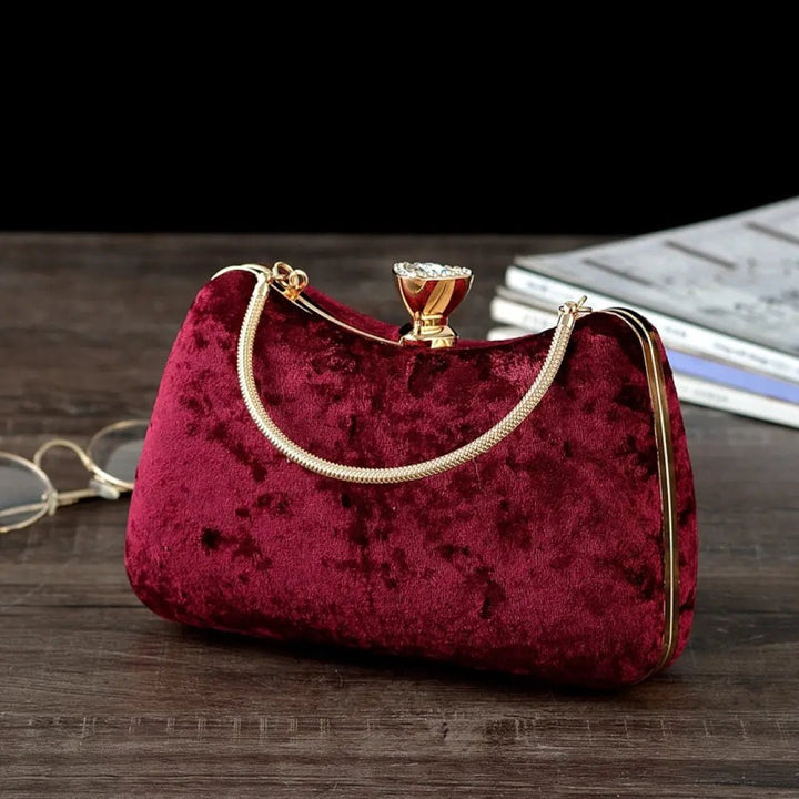 Quelimane | Samt Clutch mit Kristallgriff