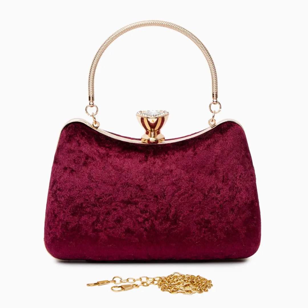Quelimane | Samt Clutch mit Kristallgriff