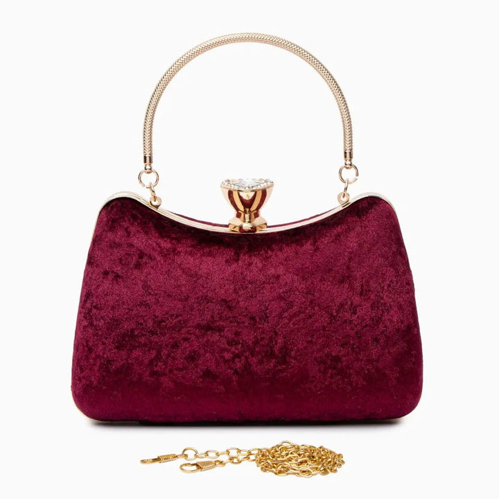 Quelimane | Samt Clutch mit Kristallgriff