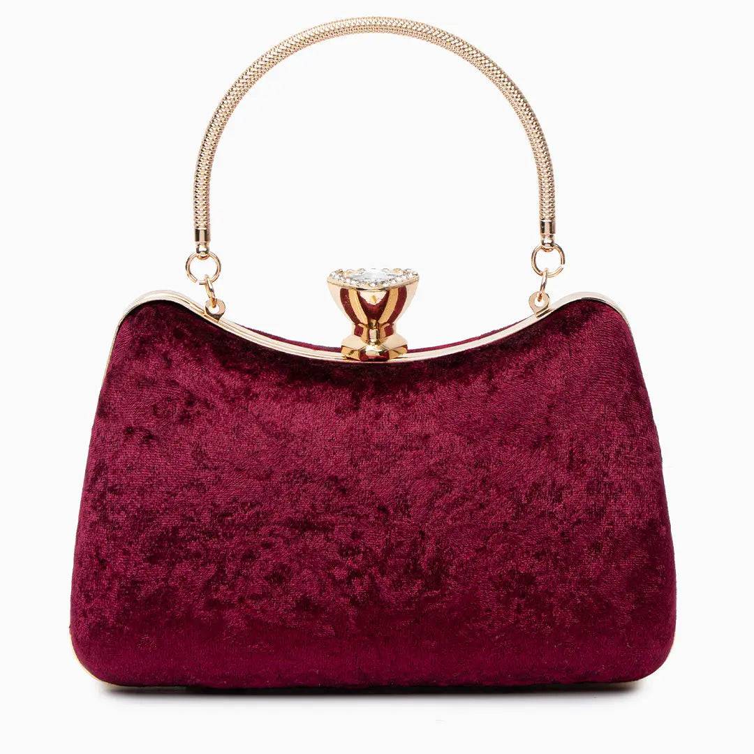 Quelimane | Samt Clutch mit Kristallgriff