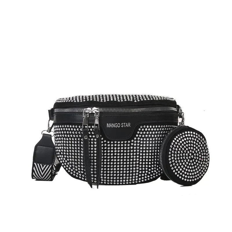 Cali | Glitzernde Strass‑Schultertasche