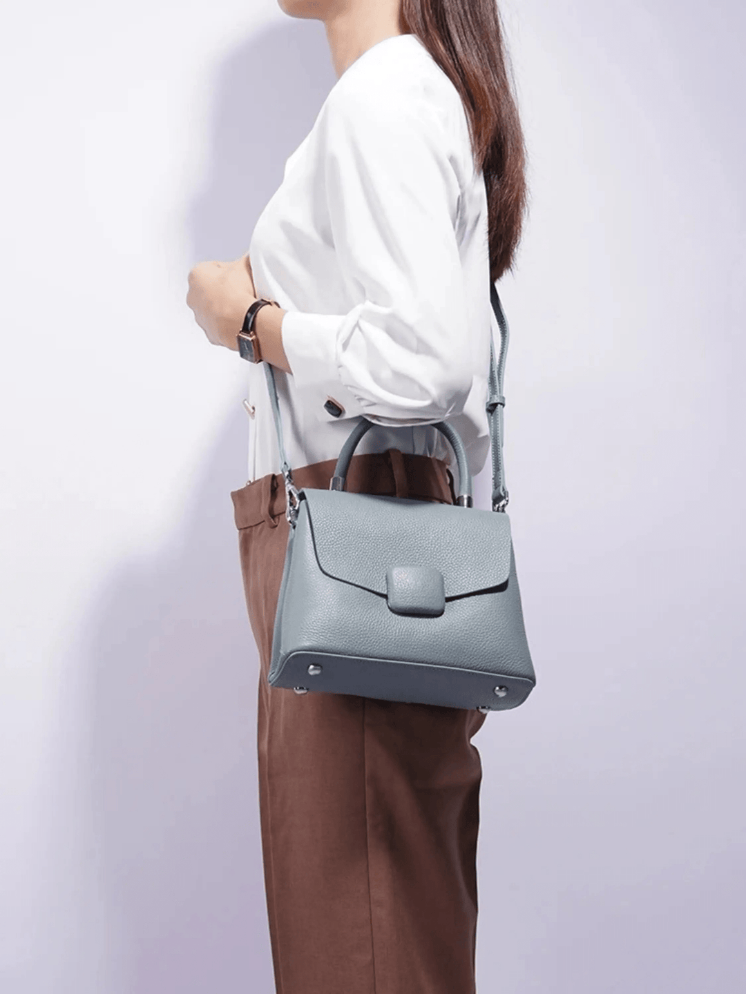 Canelones | Strukturierte Lederhandtasche Blau